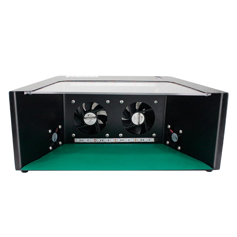 Hongzhun CA-710 UV Lamp Curing Disinfect 3 Lights+4 Fans Mini Dust Free Room Box Clean Bench for Desk on Table Anti Static