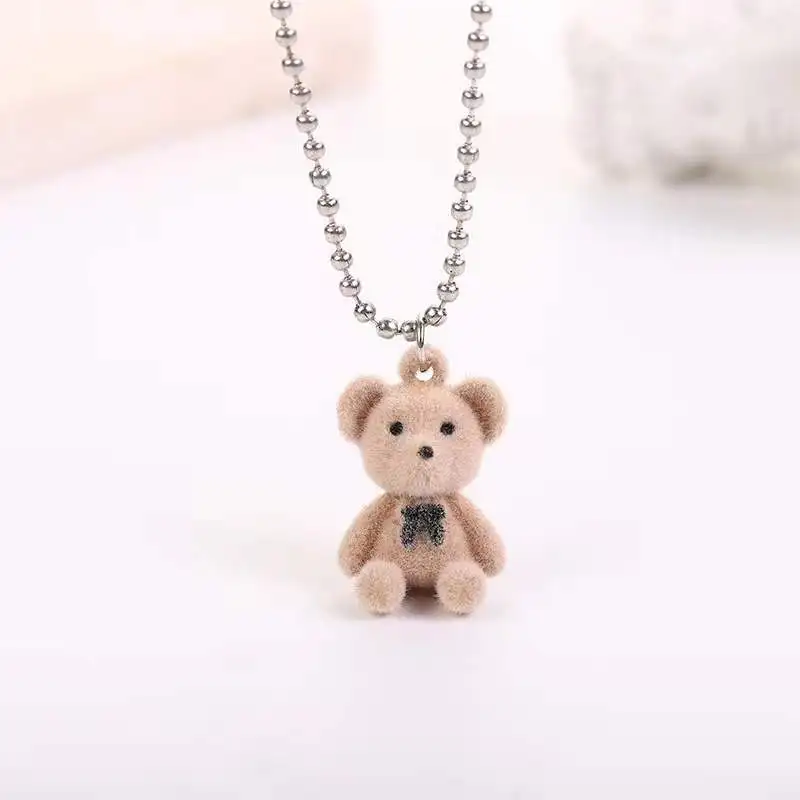 cute Cartoon bear necklace Fashion small light luxury necklace hip hop temperament animal clavicle chain