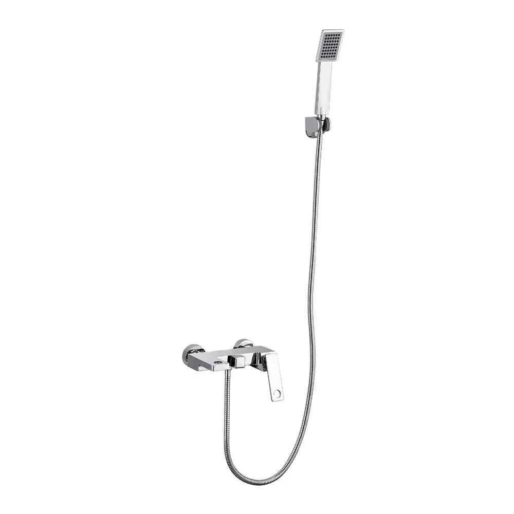 Modern Bathroom Wall Mounted Hot Cold Water Supply Chrome Finish Brass Exposed 2 Way Bath Shower Tap