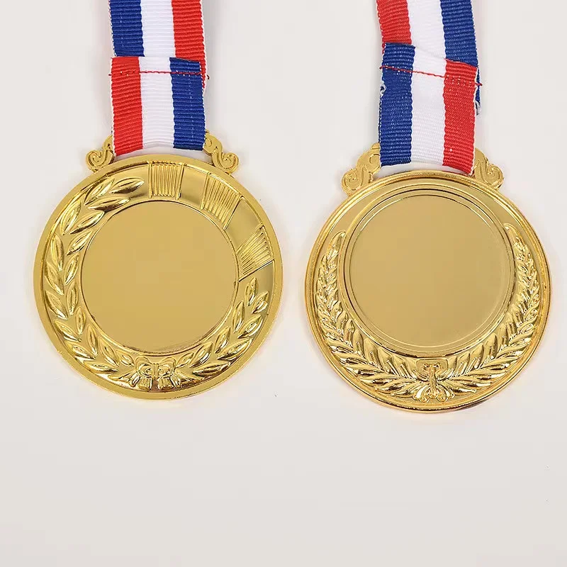 SP Custom Personalized Logo Plating Medal custom shiny gold plated blank metal medal with customized ribbon