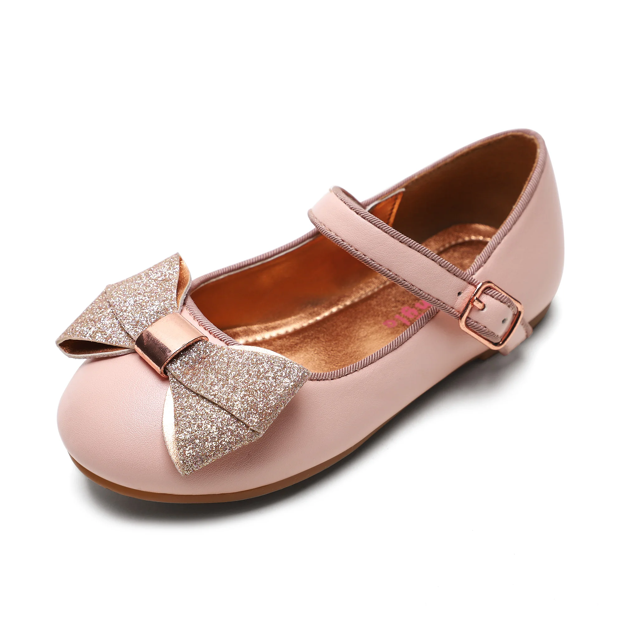 Custom PU rubber low heel browns shoes striped bowknot girls casual school shoes