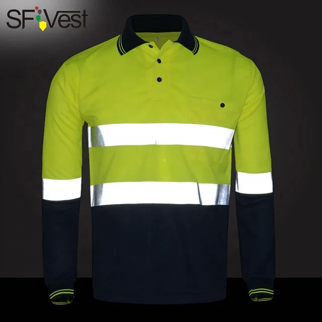 
TZW-002 High quality china safety reflective clothes fasion for mens reflective safety polo shirt long sleeve 