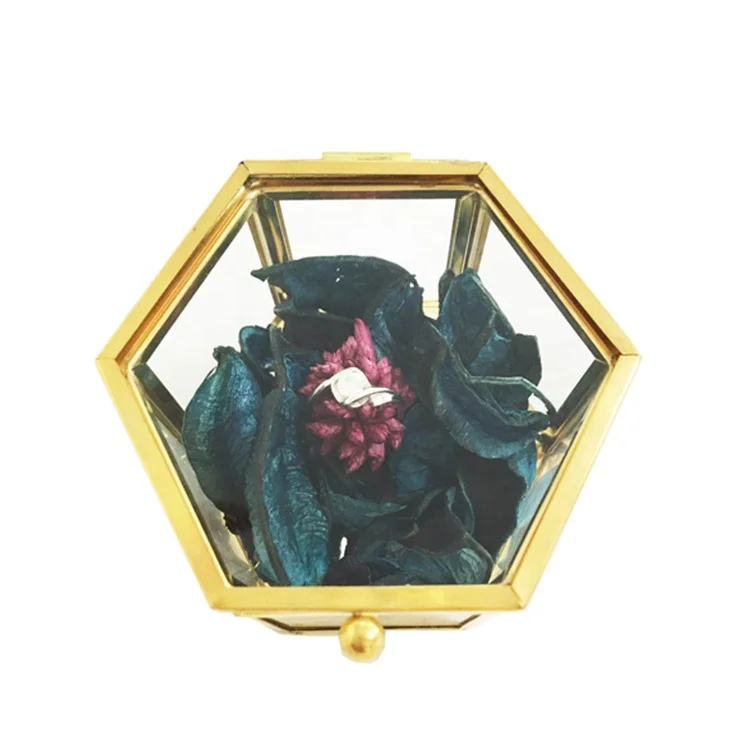 JB-1004 Custom Wholesale Glass Trinket Ring Jewelry Box