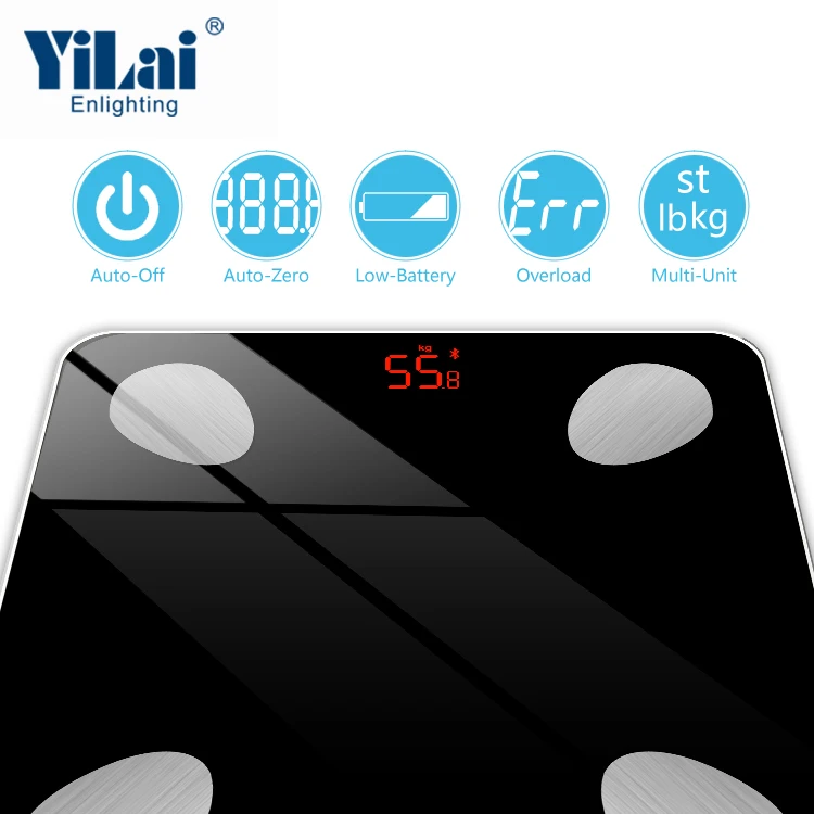 28*28cm SMART BODY FAT SCALE 180kg portable COMPOSITION ANALYZER with blue LED display