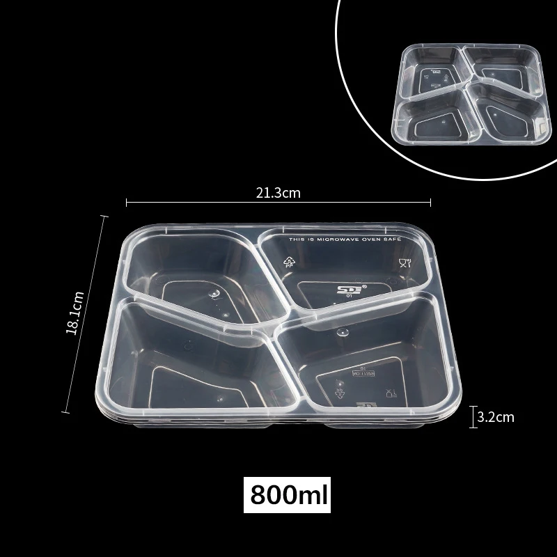 China kitchen takeout 1000ml disposable container three four five compartment takeaway food containers