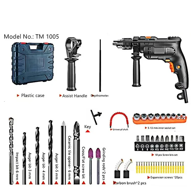 Wholesale Best Price 750w Durable Power Impact Drill Electric Power Drilling Tools Set Drill With Cord