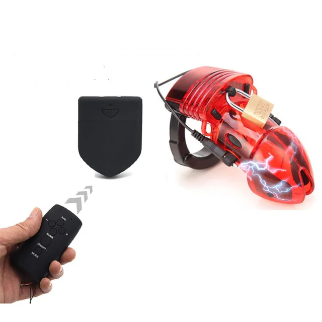Plastic Electric shock sex toy male chastity device slave bondage BDSM FETISH adult game for male