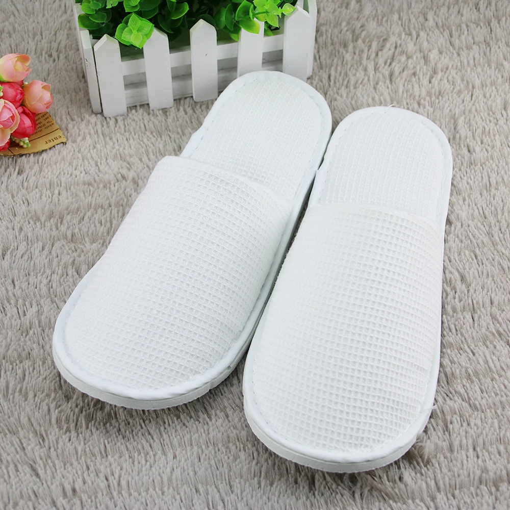 
disposable customized logo waffle hotel slippers 