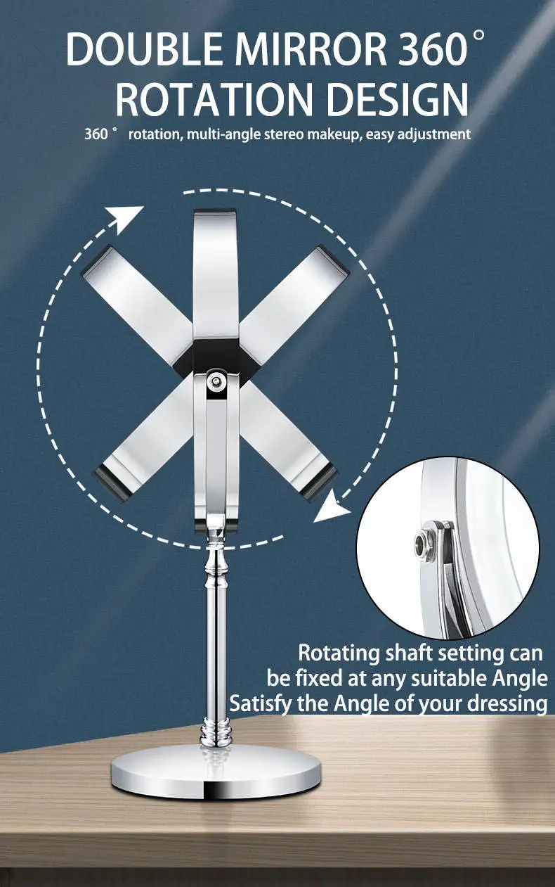 1x/3x/5x/7x/10x Custom Desk Tabletop Adjustable Stand Illuminated Makeup Mirror With Led Light