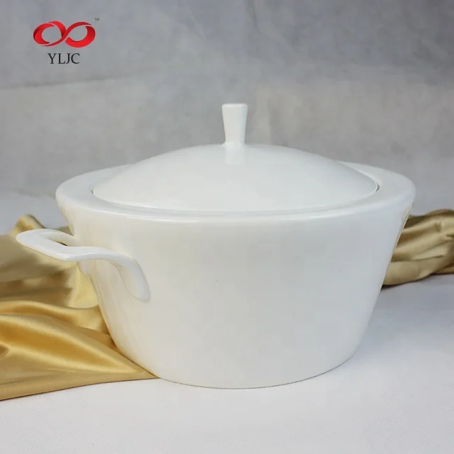 Kitchen bone  China Tureen  3.5L Round porcelain soup tureen