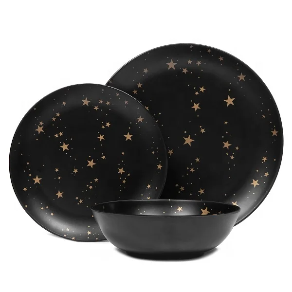Wholesale Cheap OEM Hotel Restaurant Black starry sky Hall Crockery New Style Dinnerware Sets plates sets dinnerware luxury