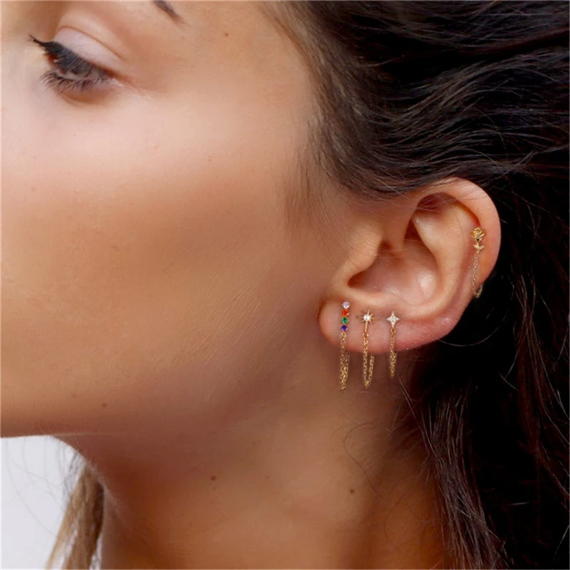  CANNER High Quality S925 Silver Star Pearl Tassel Earrings Zircon Earring For Women
