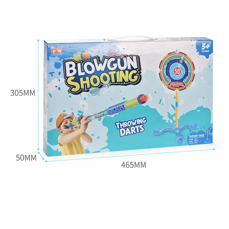 Kids Blowgun Shooting Target Toy With Adhesive Throw Dart & Foam Bullet Sport Toy
