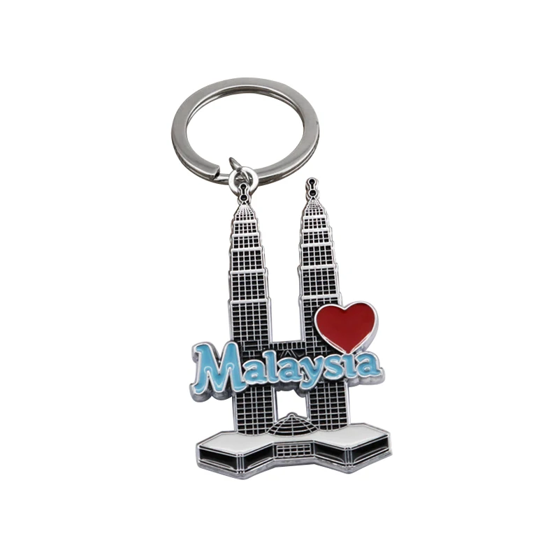 Customized Metal twin towers tourist attractions car pendant promotional gift keychain