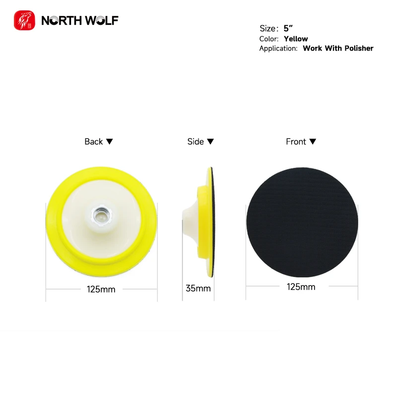 Rotary Soft Edge Hook and Loop Backing Plate 5Inch Polisher Backing Plate High Quality Rubber Backing Disc