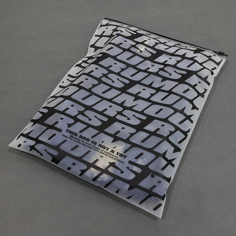 Eco Friendly 100 MOQ With Own Logo Printing Plastic Frosted Zipper PVC For T Shirt Clothing Packaging Bags Zip Lock Bag