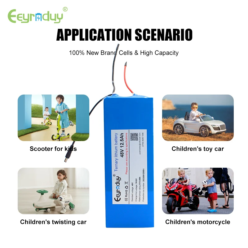 Customized 60V 29ah-50ah Lithium li-ion Battery Pack for E-bike Motorcycle Scooter-24V 36V 48V 72V NCM Anode Material 12V