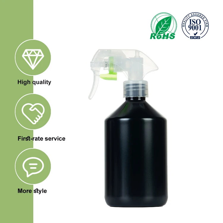 Black Mist Sprayer Plastic Bottle 500ml Packaging for Hair Matte Fine Mist Spray Bottles Ideal for Beauty Salon Use