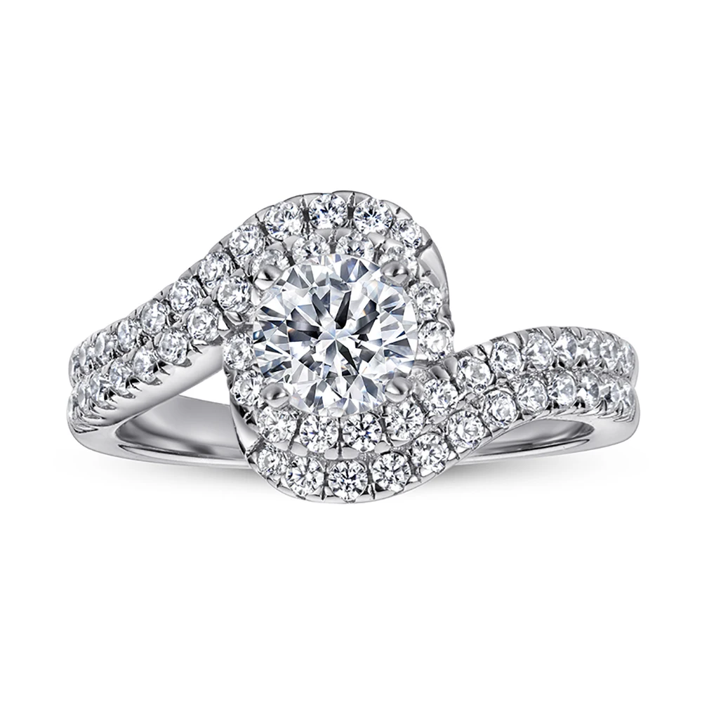 18K White Gold Austrian Crystal Diamond  Engagement Infinity Ring 925 Sterling Silver Plated Cut Diamond Wedding Rings for Women