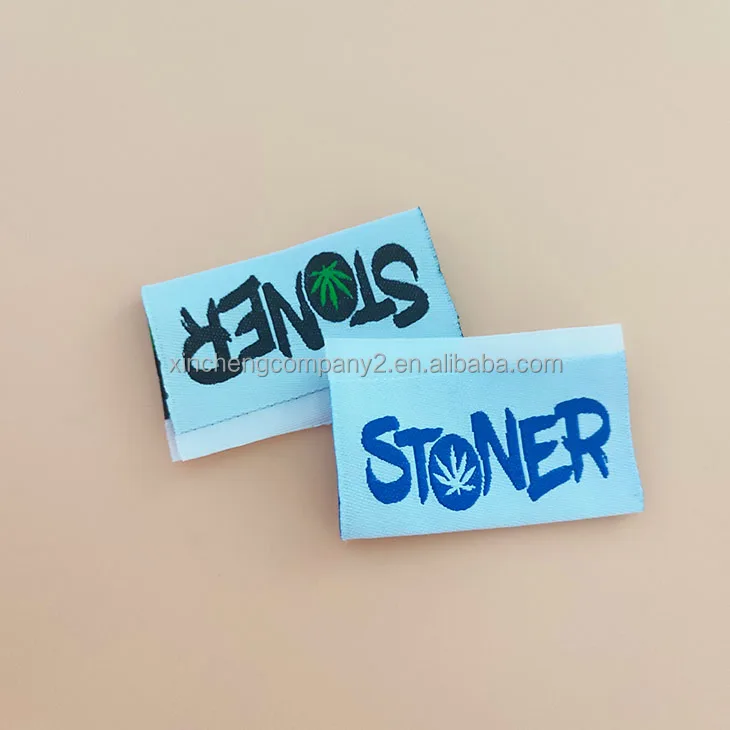 Custom private clothing brand personal design logo print woven label MOQ 100 woven label