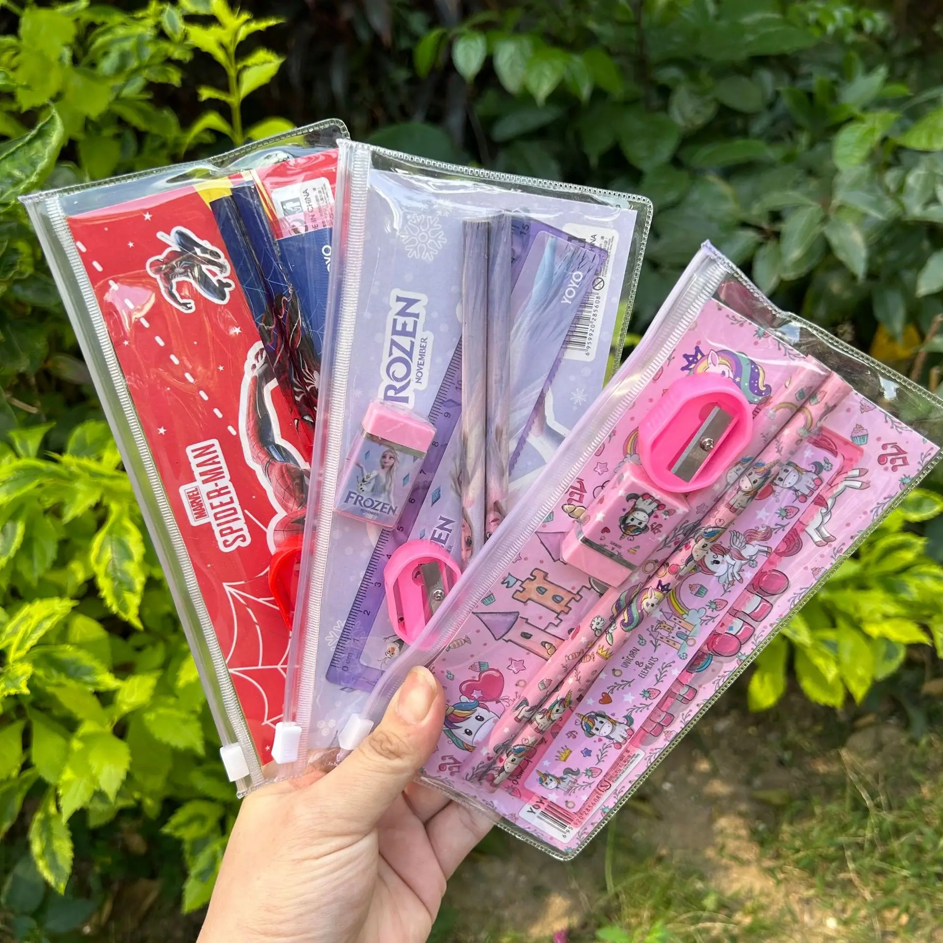 Reginfield Cheap School Stationery Kids Fancy Stationery Sets With Eraser And Sharpener Custom Logo Gift for kid Pencil Set