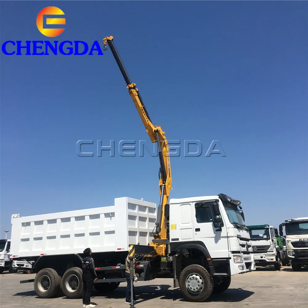 Cheap Low Price Stock Sino Truck Howo 50 Ton 8x4 5 Tons Mobile Crane Dump Truck with 10 12 Tons Lorry Truck Crane