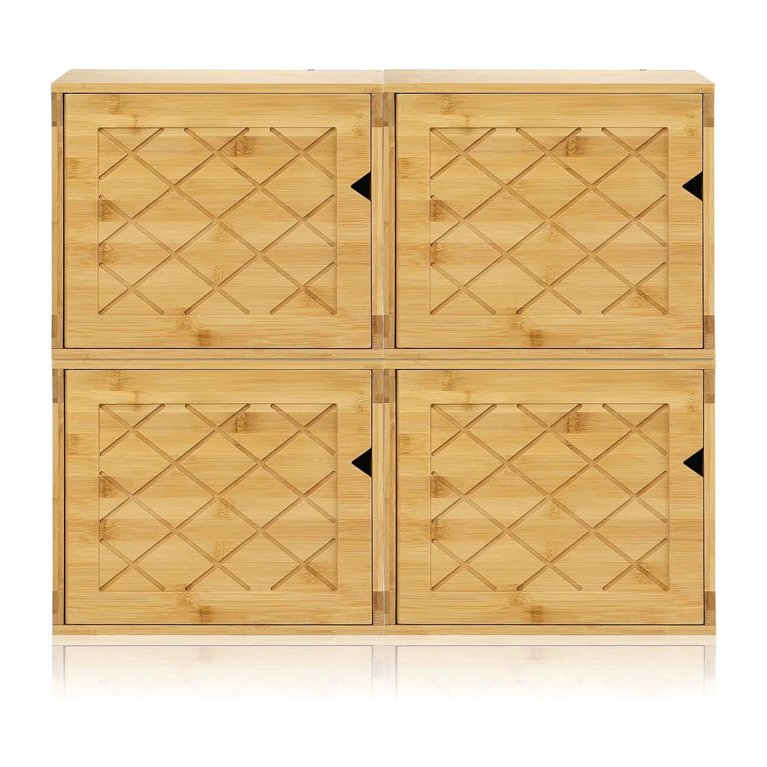Bamboo Cube Bookshelf Stackable Connect Storage Cube Cubby Organizer with Door Wood storage box
