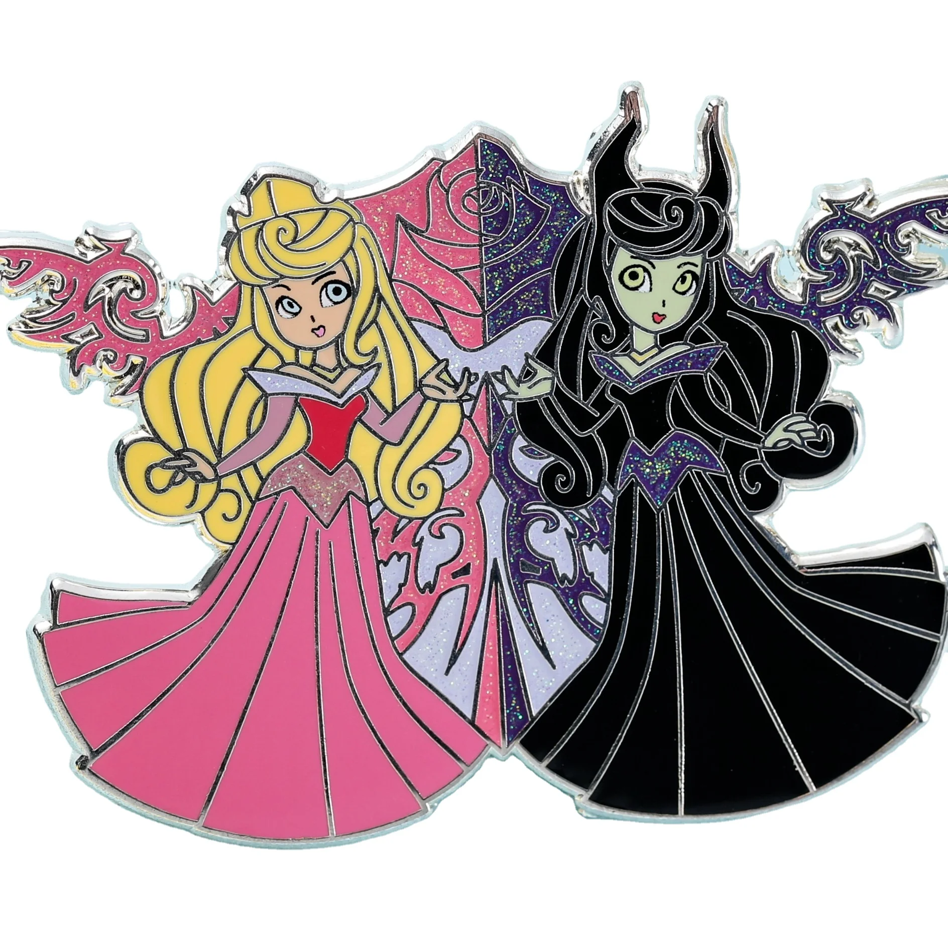 High Quality Factory Custom Fantasy Anime Cartoon Cute Blank Gold Metal Person Badge Lapel Pin beauty beast enamel pin