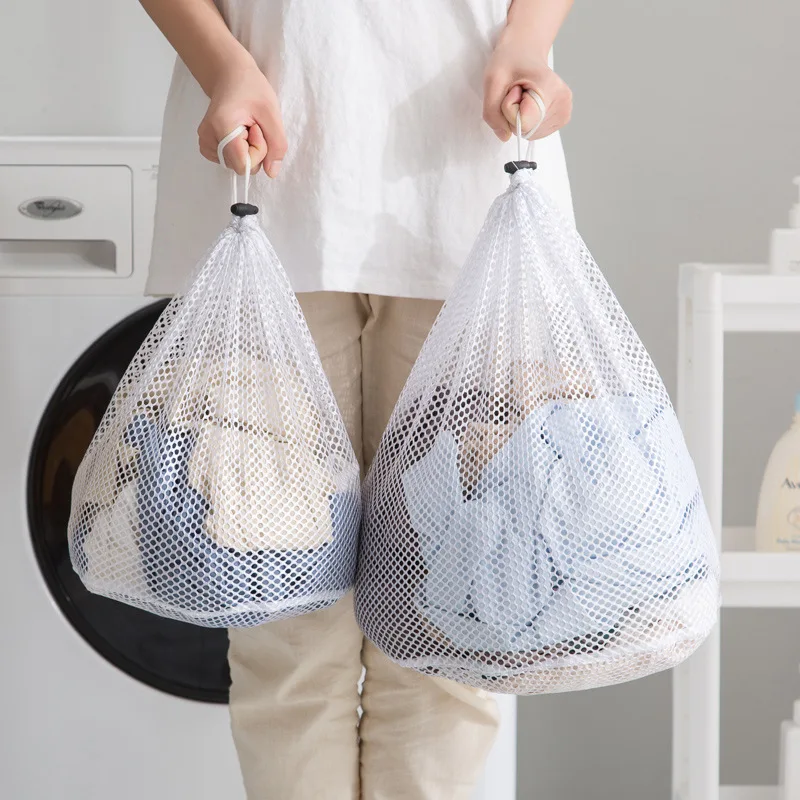 Drawstring laundry bag fine mesh  thickened net pocket large laundry net pocket drawstring in stock wholesale
