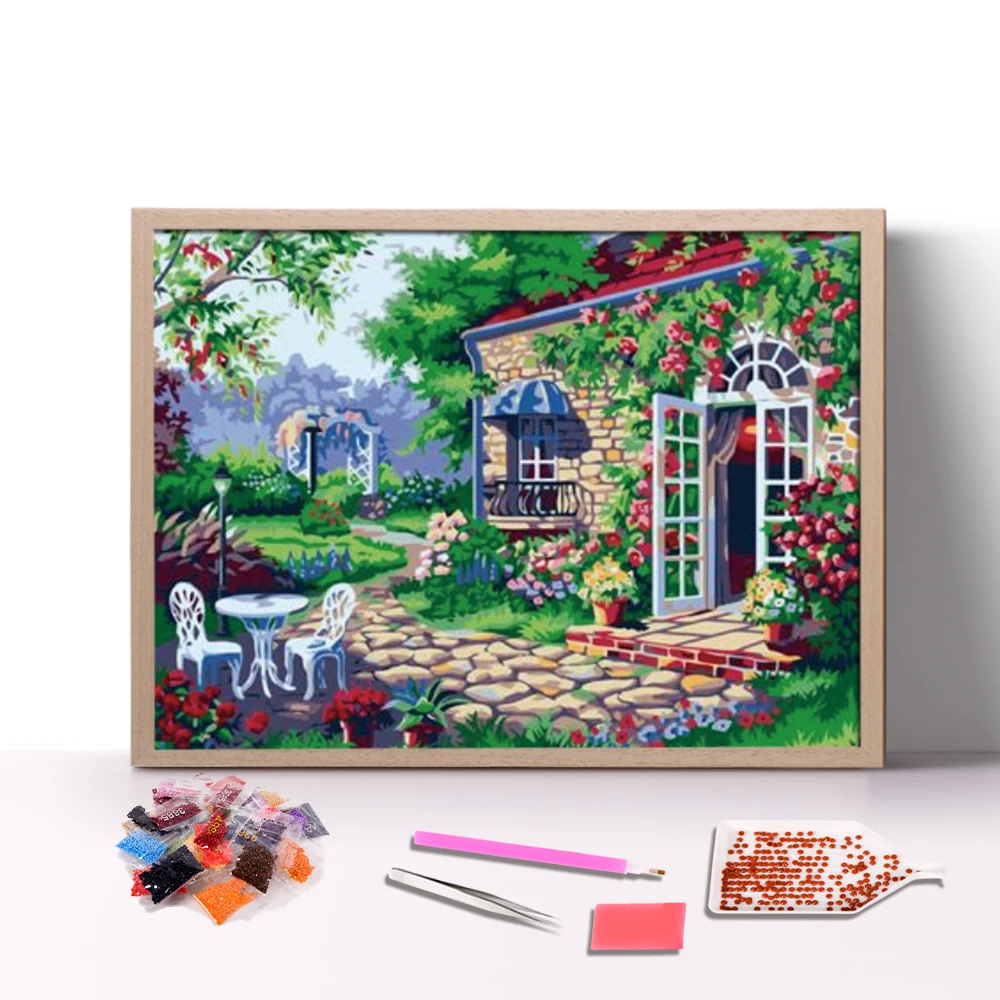  Алмазная живопись My Dream Home Spring вокруг красочных цветов деревьев 40*50 5d сделай