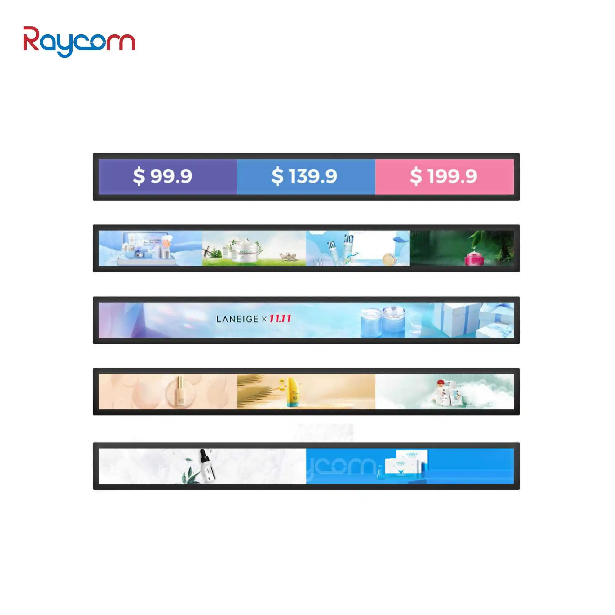 Raycom 23-Inch 4K Resolution Stretch Bar LCD Monitor for Retail Store & Shopping Mall Advertising Supermarket Information Screen