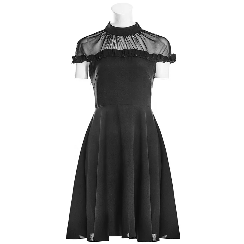 OPQ-308 Панк рейв черное платье женское платье в виде листка лотоса боковые швы на каждый день женские весенние шифоновые гладкокрашеные без бретелек плиссированное платье для взрослых