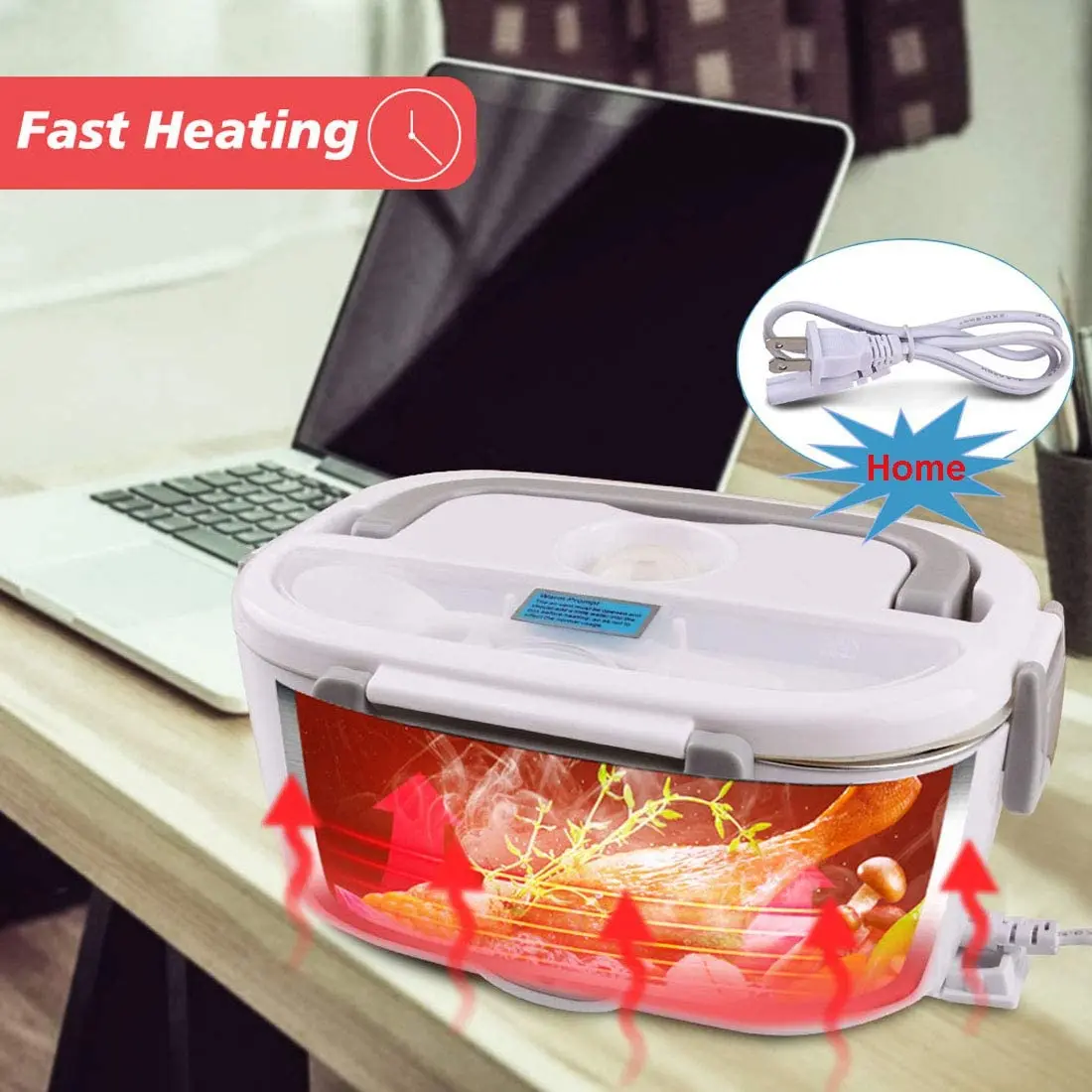 Portable Electric Heating Lunch Box Electric Self Heating Leakproof Bento Food Warmer Container