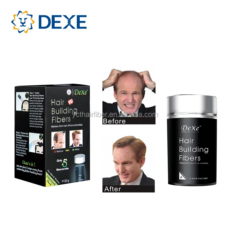 Dexe Custom Logo 27.5g 22g Thickening Hair Fibers Brown White Black Keratin Hair Building Fibres Spray Powder for Thinning Hair