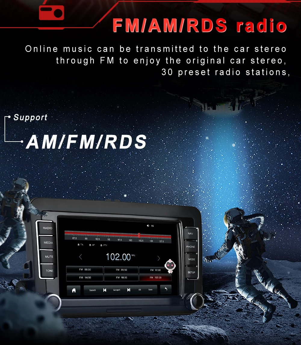 AI Voice Car Player 7' 8-core 8+128G Android 10.0 Car Radio QLED GPS Navigation BT FM/AM/RDS DSP For VW/Golf/Skoda/Seat/Passat