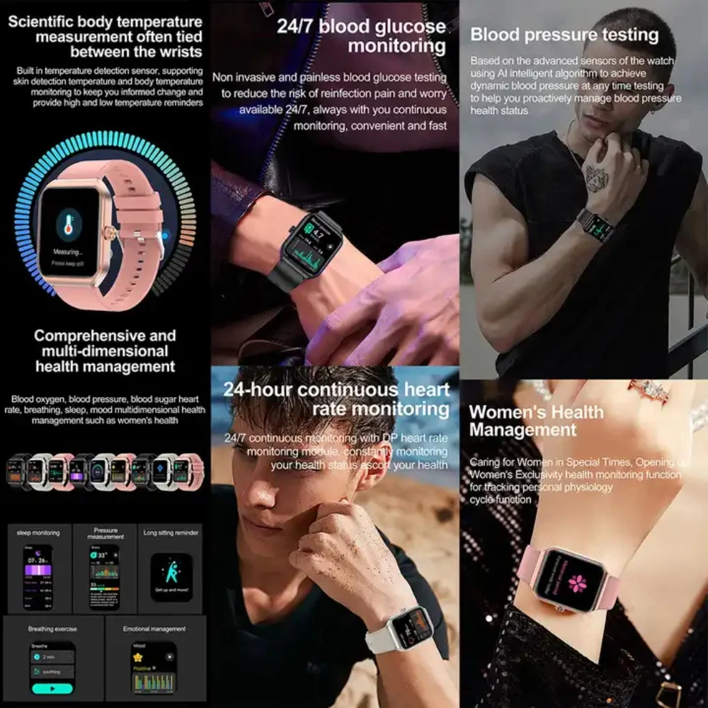 New women health tracker smart watches sleep heart rate monitor IP68 waterproof Ble 5.2 30 days long standby sport smart watch