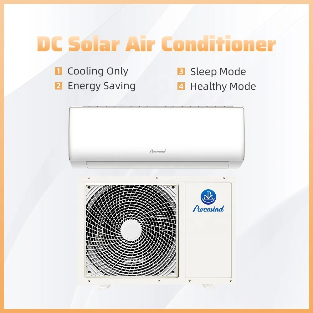 New Green Solar Energy Air Conditioner Off Grid 12000Btu 2hp 48V DC Climatiseur Solaire Tuya App for Household Commercial Hotel