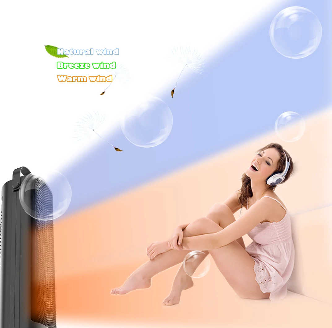 mechanical safety universal tip-over switch  Multiple output power overheat Protection PTC ceramic ceramic space fan heater