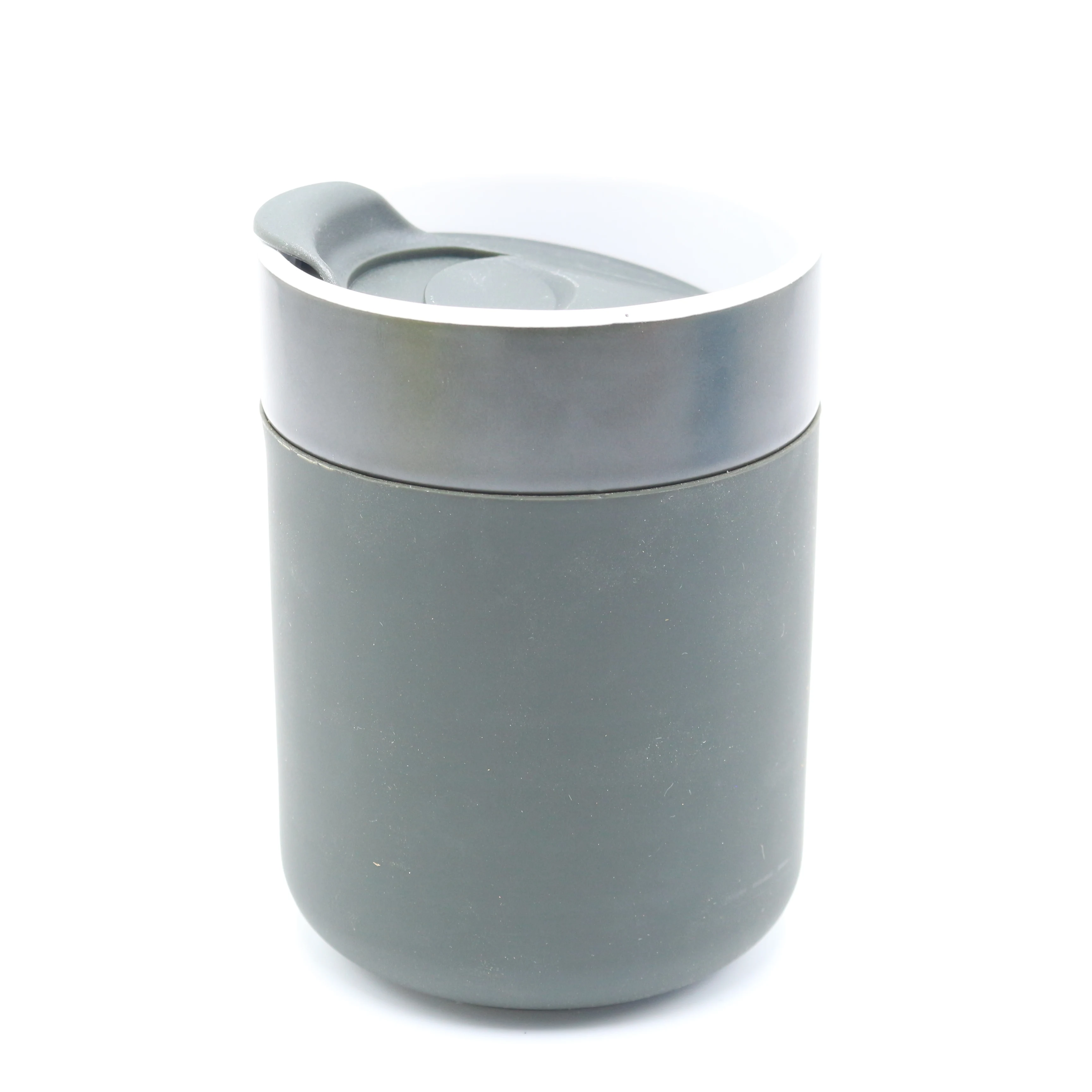Custom nordic ceramic travel coffee mug plastic lid logo cup with silicone ring