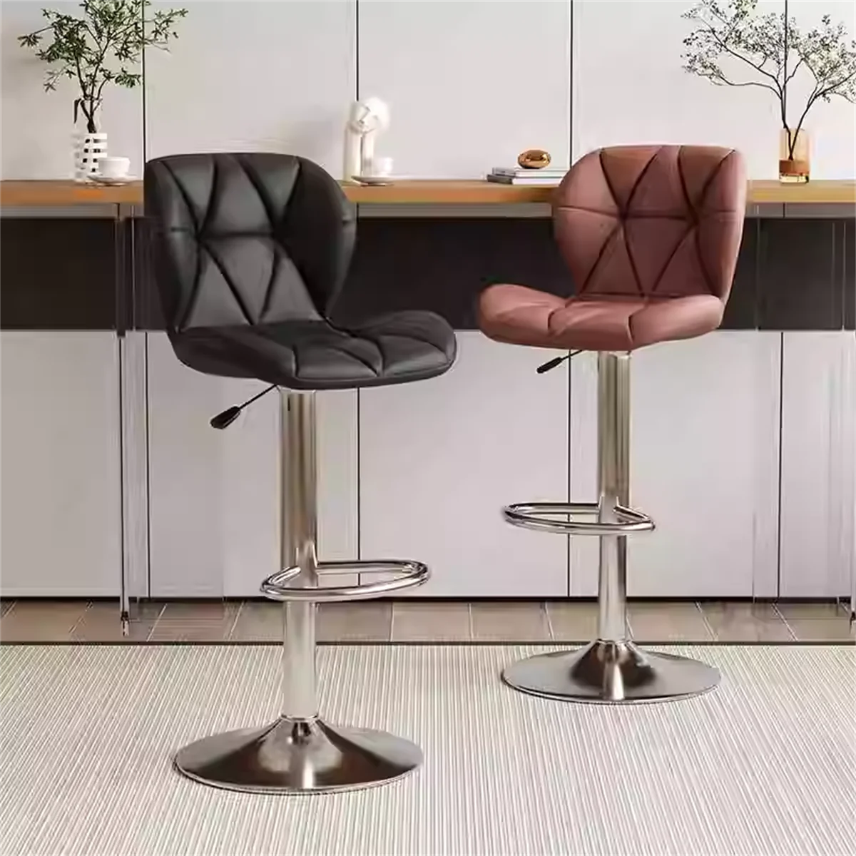 Modern Nordic Furniture Bar Stool Chairs Height Adjustable Kitchen Chairs Swivel High Stool Bar Chairs For Kitchen Cafe Counter