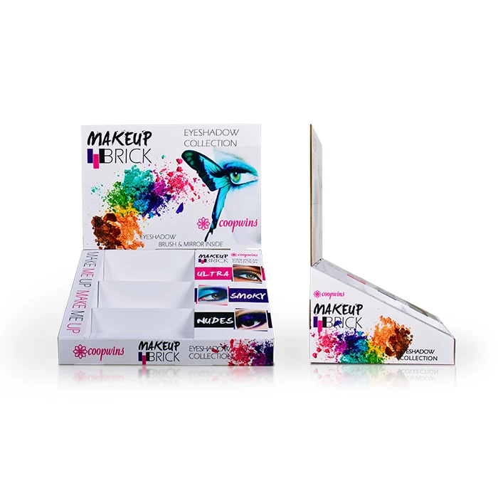 New Customized Printed 3 Tiers Cardboard Advertising Eyelash Display Stand for Eyeshadow , Pos Cosmetics PDQ Counter Display