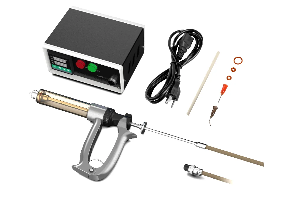 
China Sem Automatic large port Injector Machine Vape oil 510 Cartridge Filling Machine Uncover internal Heating Liquid Fill Gun 