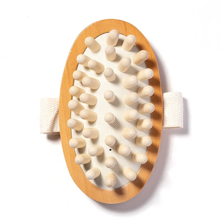 Hand-held Anti Cellulite Circulation Spa Wooden Brush For Body Massage Shower Body Massager Brush