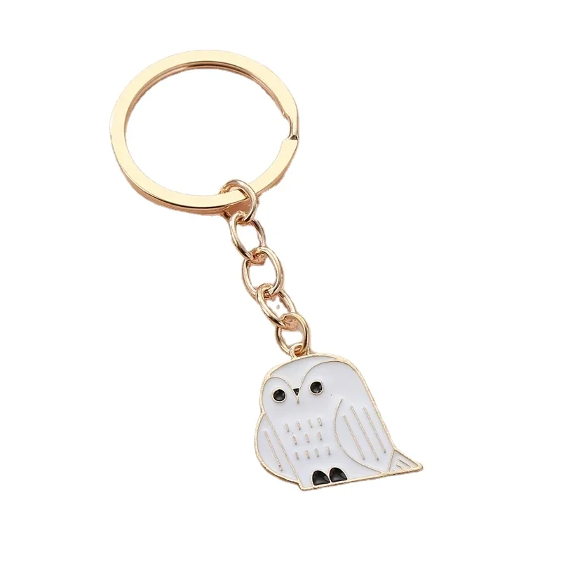 Cute Enamel Owl Keychain Bird Key Ring Animal Key Chains Souvenir Gifts For Women Men Handbag Accessories DIY Handmade Jewelry