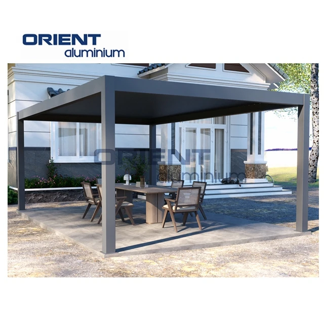 Outdoor Gazebo Garden Aluminum Pergola Brackets Stainless Steel Kit Metal Manually Pergola 45 Wall-mounted For Restaurant