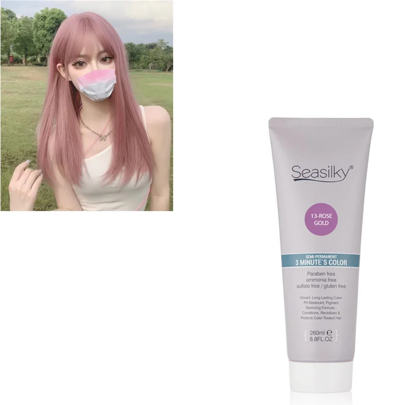 Seasilky Ammonia-Free Semi-Permanent Hair Color Temporary Dye for Pre-lightened Hair No Peroxide Required