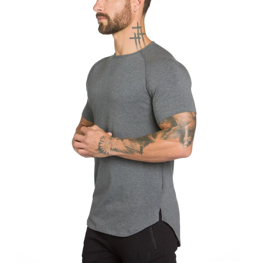 Wholesale blank breathable custom screen printing longline free fire gym wear fitness mens plain t shirt