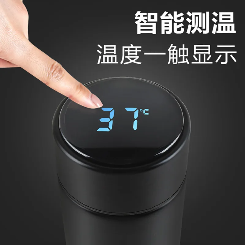 500ml Stainless Steel Insulated Vacuum Reminder Thermos Flask Led Digital Temperature Display Smart Water Bottle