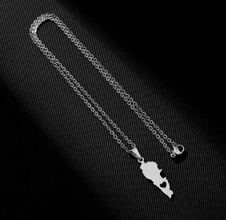 2024 Hot Sale Promotion High Quality Gold Silver Zinc Alloy Lebanon Map Necklace With Chain