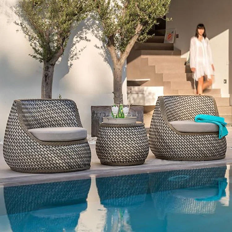Outdoor courtyard garden rattan sofa outdoor villa leisure open-air sun room rattan chair terrace balcony rattan singel sofa